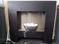 Adam Cubist Electric Fireplace Suite in Textured Black 36"