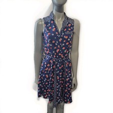 H! By Henry Holland Navy Blue Strawberry Print Collared Jersey Dress Size 10