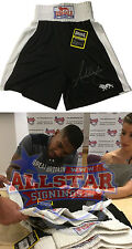 ANTHONY JOSHUA OLYMPIC & WORLD CHAMPION SIGNED BOXING LONSDALE TRUNKS COA PROOF