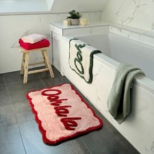 Ooh La La Slogan Scallop Bath Mat Non Slip - Soft, Cute Scalloped Bathroom Rug