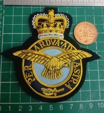 RAF Crest QC Bullion Wire Military Patch / Blazer Pocket Badge. 