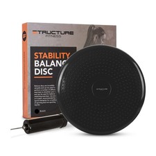 Inflatable Stability Disc Wobble Exercise Balance Board Black with Free Pump