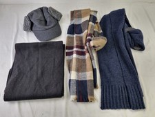 M&S 4Pcs Bundle Multicoloured Size S/M Knit Check Scarf Grey Stormproof Hat F2