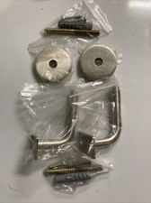 Pair Of Satin Chrome Metal Handrail Fixing For Wooden Rails