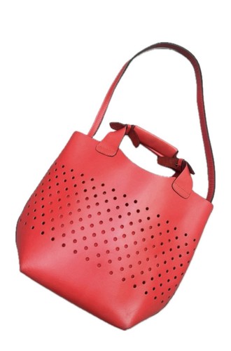 Zara red leather handbag - red,