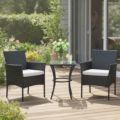 Black rattan bistro set - rattan,