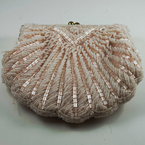 Pink shell beaded clutch kiss - clutch,
