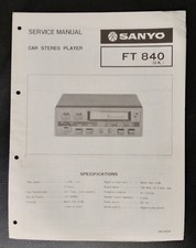 SANYO FT840 Car Stereo Tape Cassette Player Auto Repair Service Manual WM-9559