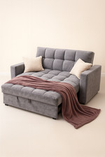 Grey Velvet 2 Seater Sofa Bed