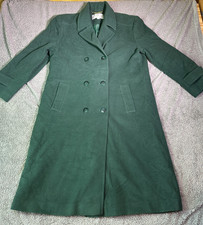 Ladies Overcoat Wool Cashmere Blend English Lady Green Coat Size 14Made In UK