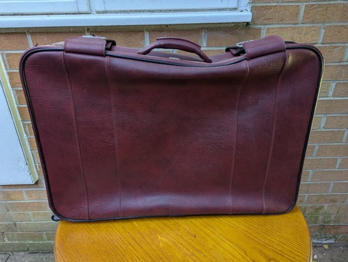 Retro red leather suitcase
