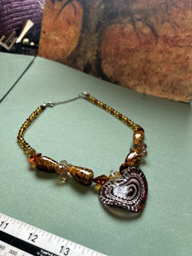 Glass bead necklace - glass,
