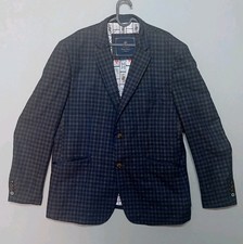 Cavani Blazer Suit Jacket Mens 46 blue plaid slim fit