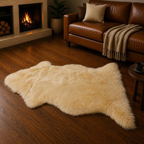 Genuine ivory sheepskin rug - ivory,
