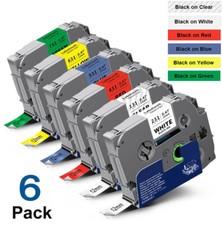 6PK Label Maker Tape 12mm Laminated for Brother P-Touch TZ-231 TZe-631 PT-D210