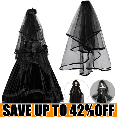 Black wedding veil bridal - veil,