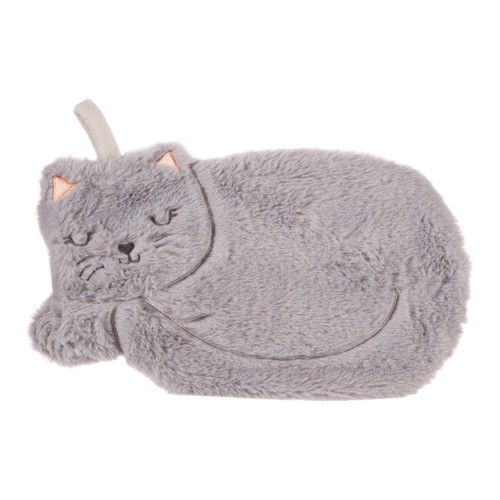 Grey cat hot water bottle - grey,