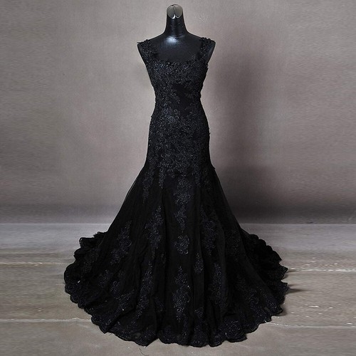 Gothic black mermaid wedding - black,