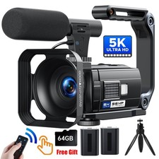 5K Ultra HD 56MP Camcorder Video Camera  WiFi Night Vision&  Microphone , Tripod