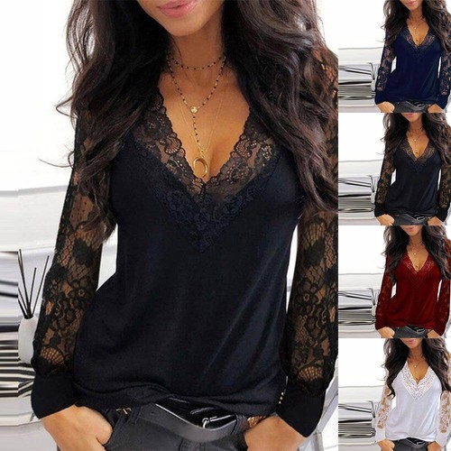 Womens lace neck - lace, v-neck