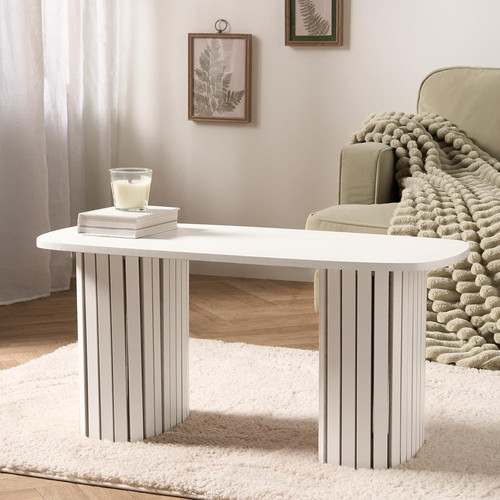 Coffee table wooden ribbed - table,