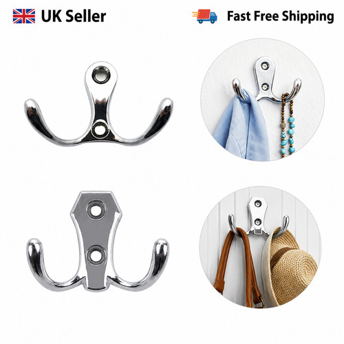 Double coat hook chrome wall - double,