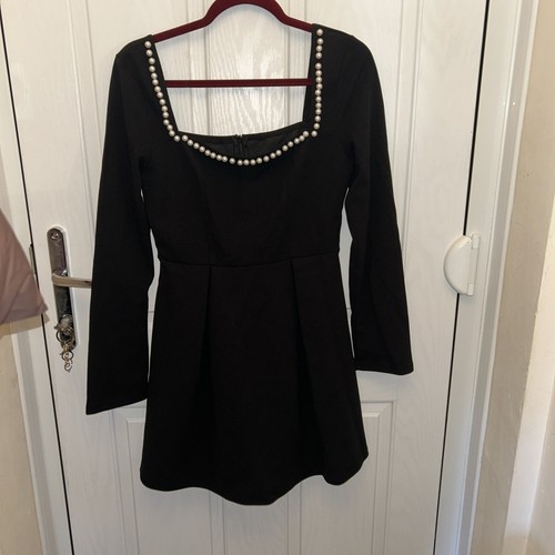 Viral pearl neck dress - pearl,