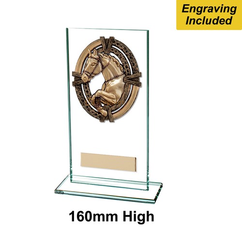 Glass horse trophy equestrian - horse, trophy,