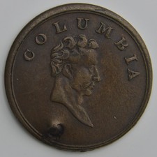 Columbia Farthing Undated Early 1800s Copper Token Coin