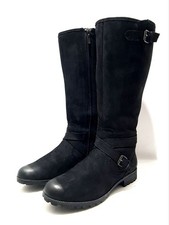 Hotter Belle Boots UK 4.5 Wide Fit Black Nubuck Wide Calf Zip Closing 