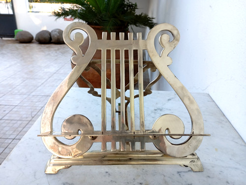 Vintage brass easel adjustable - brass,