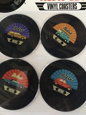 4 X Retro Car Motor Enthusiasts Vinyl Coasters Records Mats Old School Camper ✅✅