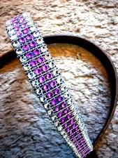 Purple & Silver Colour Bling BLINGY BROWBAND Diamante Effect. PONY COB FULL Gift