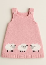 PINK BABY'S SLEEVELESS PINAFORE DRESS SHEEP DK KNITTING PATTERN 0-24 MONTHS