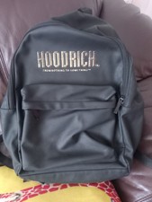 HOODRICH Black Faux Leather & Gold Rucksack Back Pack 18" Length X 12" Width
