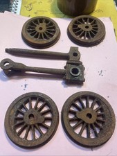 Antique Cast Iron Model Train Wheels Set of 4  7cm
