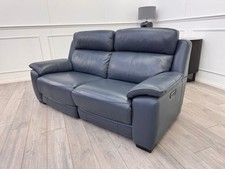 Furniture Village Starlight 3 Seater Sofa In Power Recliner Navy Blue Leather