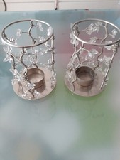 Vintage Pair of  Body Shop Tealight Candle Holders With plastic Gems 