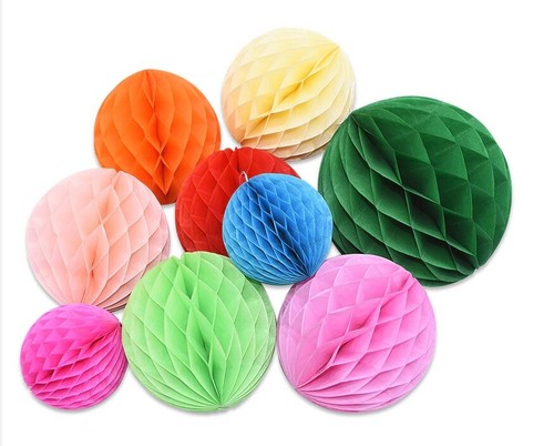 Honeycomb paper balls hanging - paper,