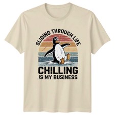 Retro Penguin Sliding Through