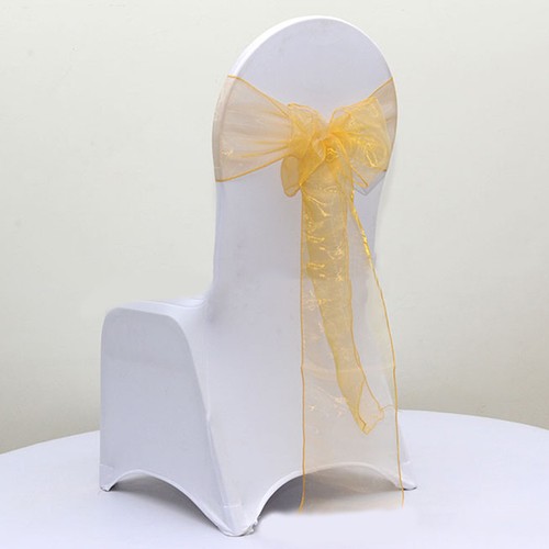 Gold organza chair sashes - chair,