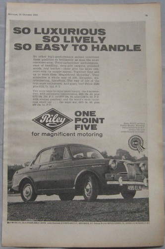 1963 riley one - one, five