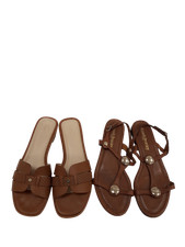 RUSSELL & BROMLEY Ladies UK Size 7 Brown Open Toe Sandals x 2 Pairs Pre - Loved