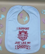 West Ham FC Football Soccer Personalised Novelty Baby Bib Dribble Bib FREE P&P