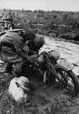 1st SS Panzer Division Leibstandarte motorcycle crew, USSR • WW2 Photo Militaria
