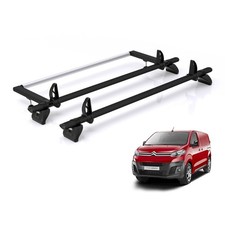 Citroen Dispatch Roof Rack for 2016+ [M L2/XL L3] - 2x Bars + Roller Black Rhino