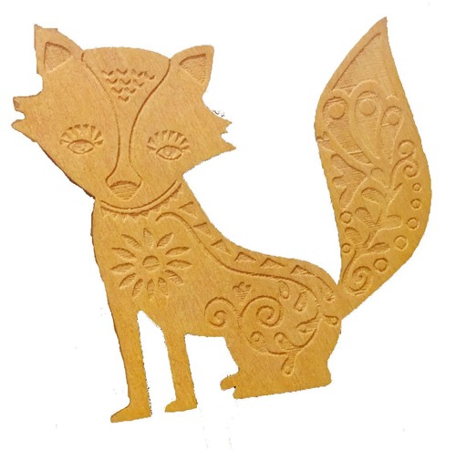 Wooden wildlife fox - wooden, brooch