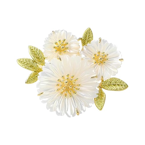 Elegant white flower brooch - elegant,