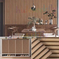 Wood Panel Wallpaper Vertical Stripe Modern 3D Wooden Slats Panelling Wall Paper