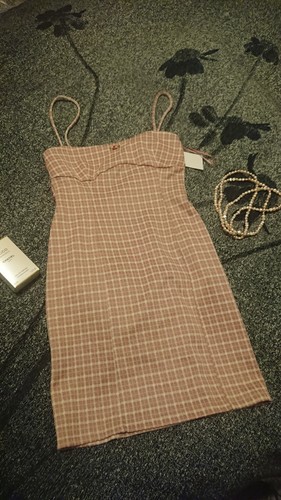 Dusky pink tartan dress with